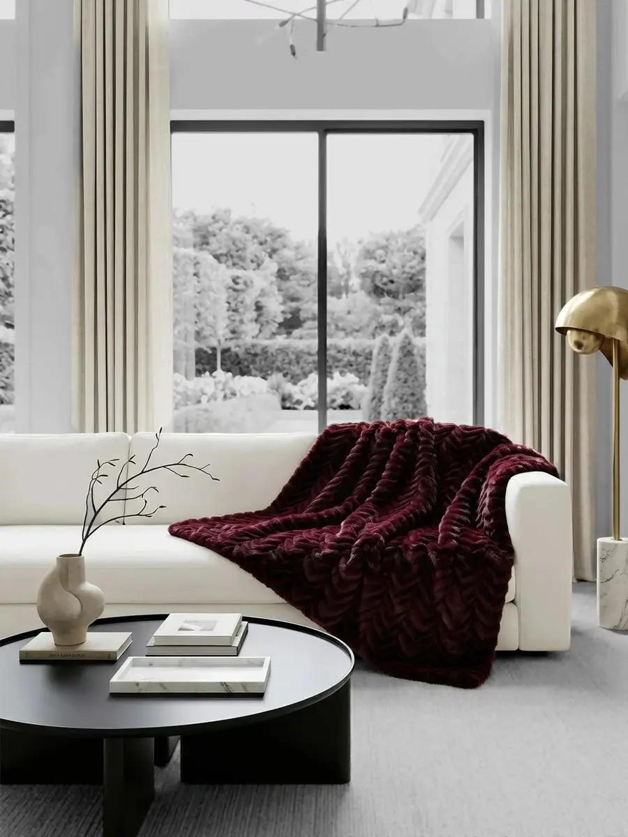 Gorski Chevron Faux-Fur Throw Blanket | Thumbnail 3 Gorski Chevron Faux-Fur Throw Blanket | Thumbnail 3