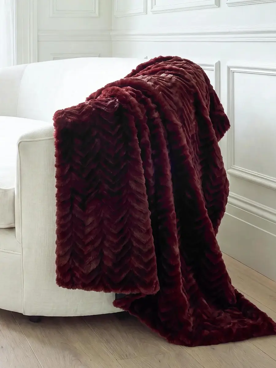 Gorski Chevron Faux-Fur Throw Blanket | Thumbnail 4 Gorski Chevron Faux-Fur Throw Blanket | Thumbnail 4