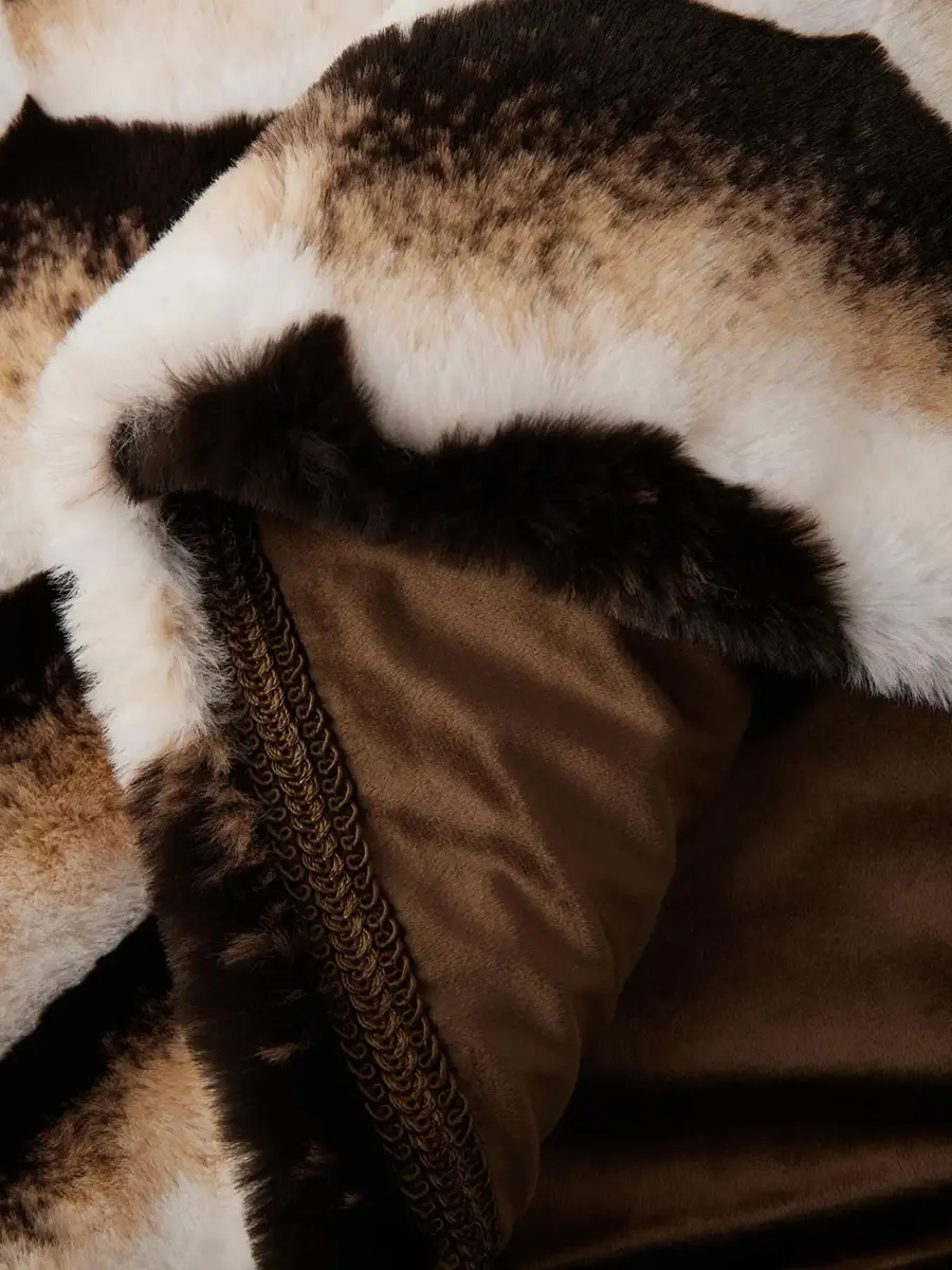 Gorski Striped Faux-Fur Throw Blanket | Thumbnail 3 Gorski Striped Faux-Fur Throw Blanket | Thumbnail 3
