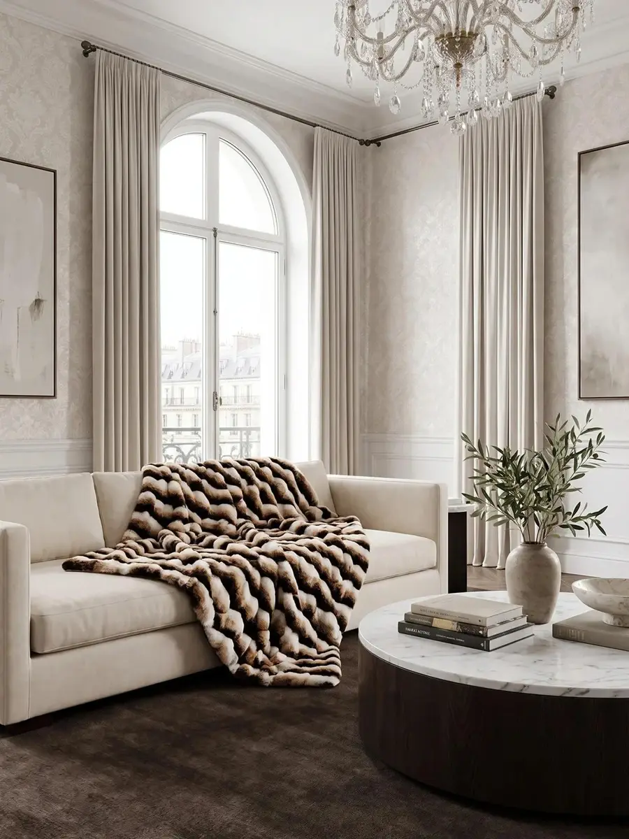 Gorski Striped Faux-Fur Throw Blanket | Thumbnail 4 Gorski Striped Faux-Fur Throw Blanket | Thumbnail 4