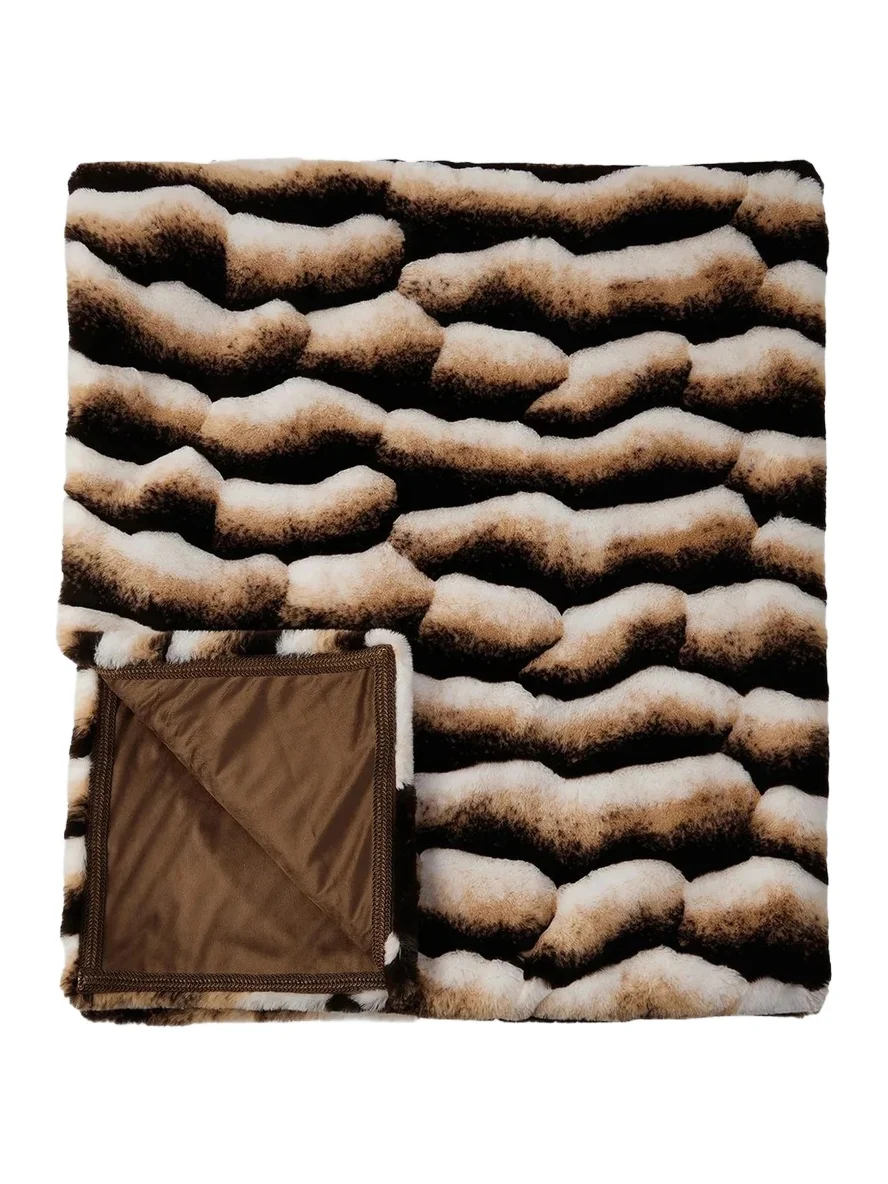 Lyla Grant Striped Faux-Fur Throw Blanket