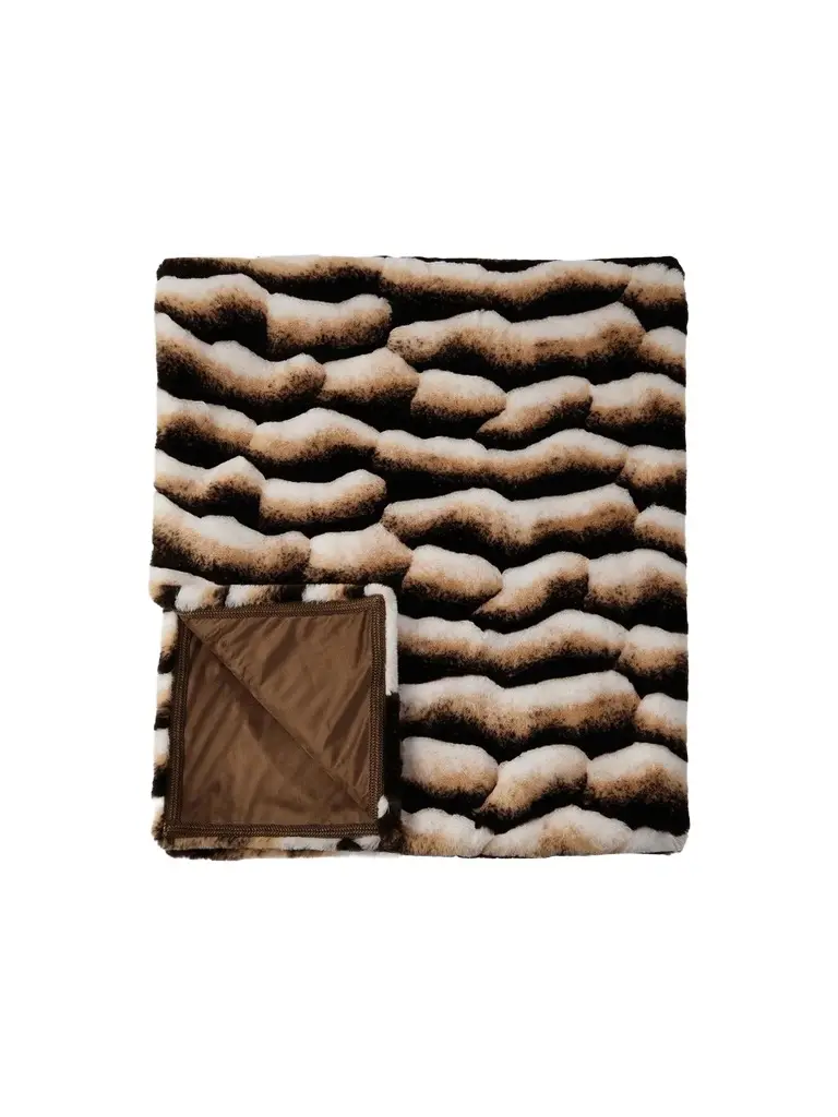 Gorski Striped Faux-Fur Throw Blanket