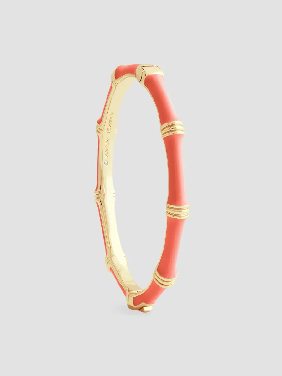 Anabel Aram Women's Bamboo 18K Gold-Plated Enameled Hinged Bangle | Thumbnail 3