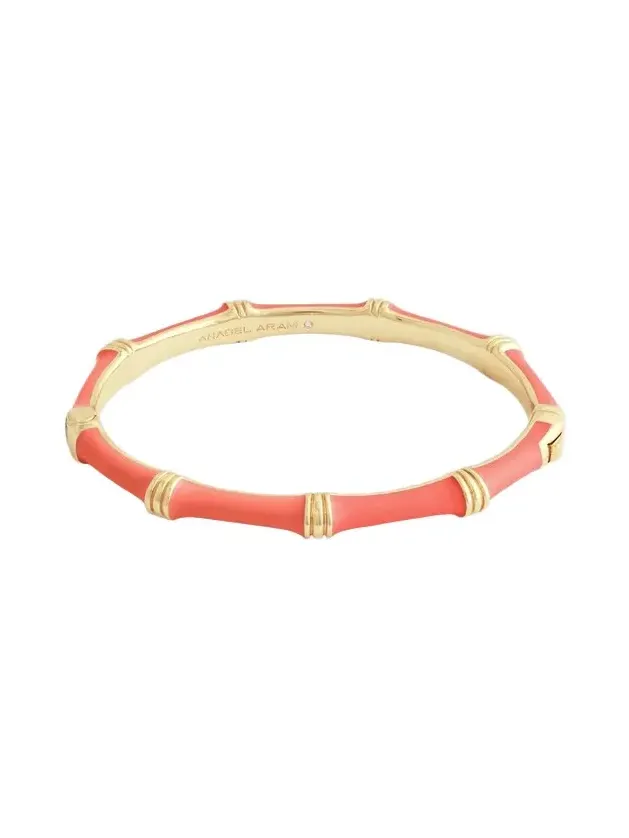 Women's Bamboo 18K Gold-Plated Enameled Hinged Bangle Women's Bamboo 18K Gold-Plated Enameled Hinged Bangle