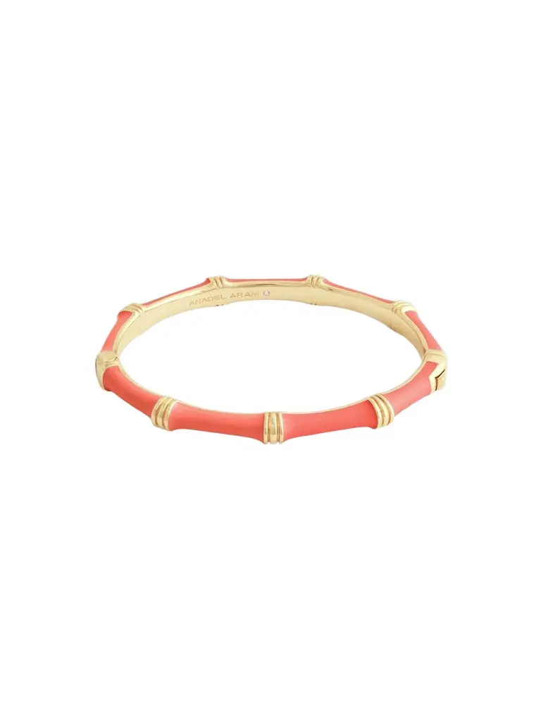 Anabel Aram Women's Bamboo 18K Gold-Plated Enameled Hinged Bangle