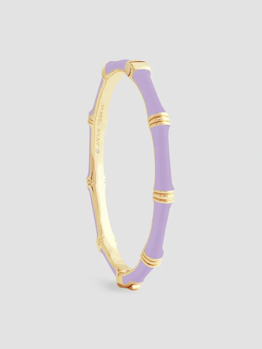 Anabel Aram Women's Bamboo 18K Gold-Plated Enameled Hinged Bangle | Thumbnail 3