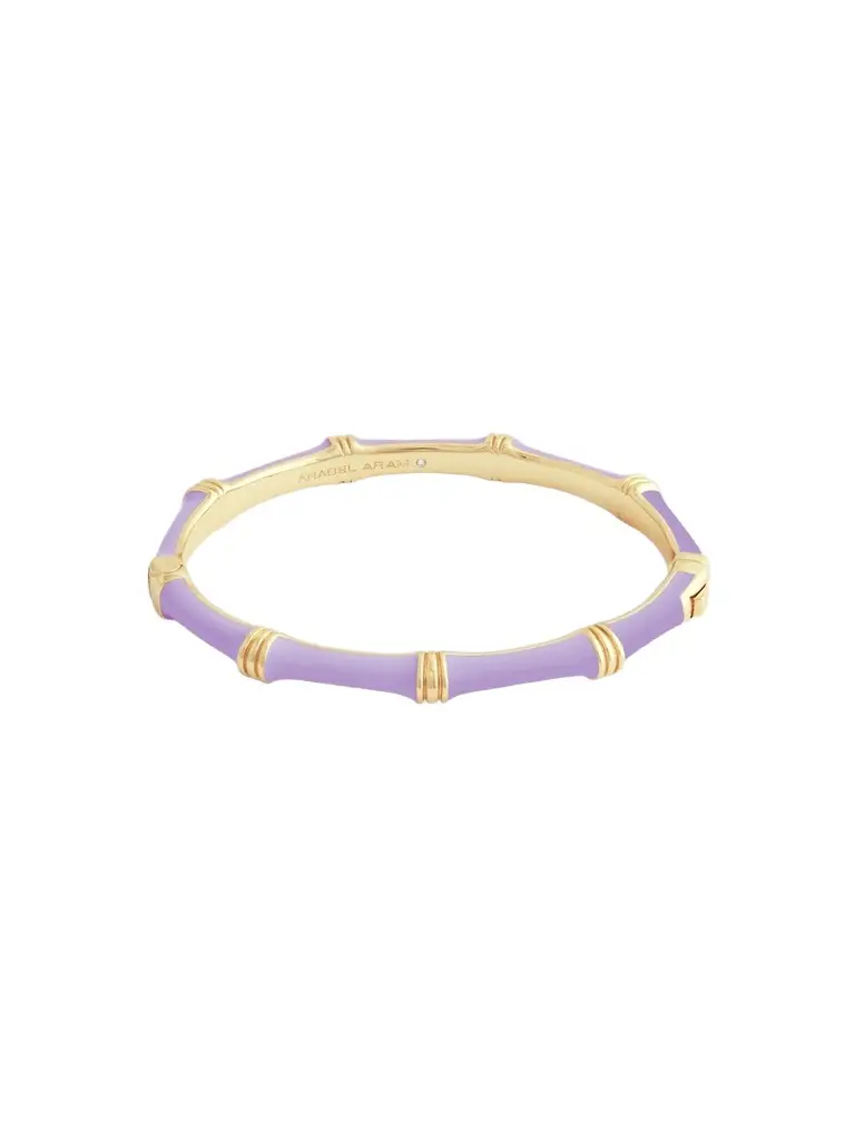 Anabel Aram Women's Bamboo 18K Gold-Plated Enameled Hinged Bangle