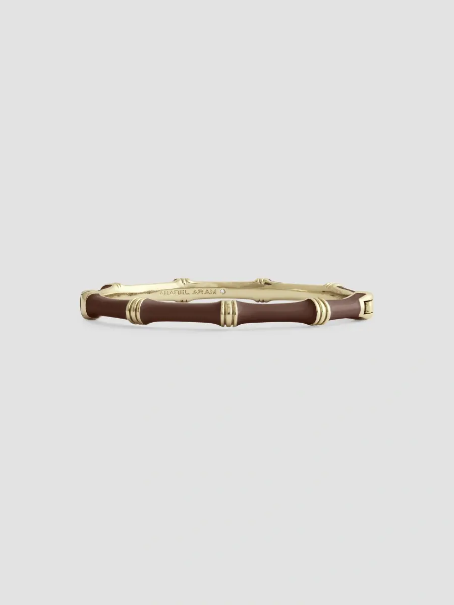 Anabel Aram Women's Bamboo 18K Gold-Plated Enameled Hinged Bangle | Thumbnail 2