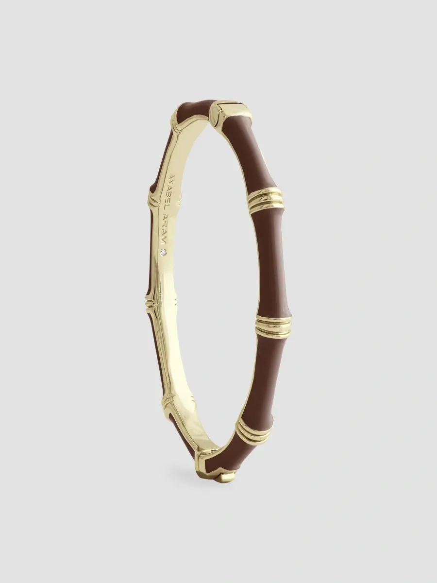 Anabel Aram Women's Bamboo 18K Gold-Plated Enameled Hinged Bangle | Thumbnail 3