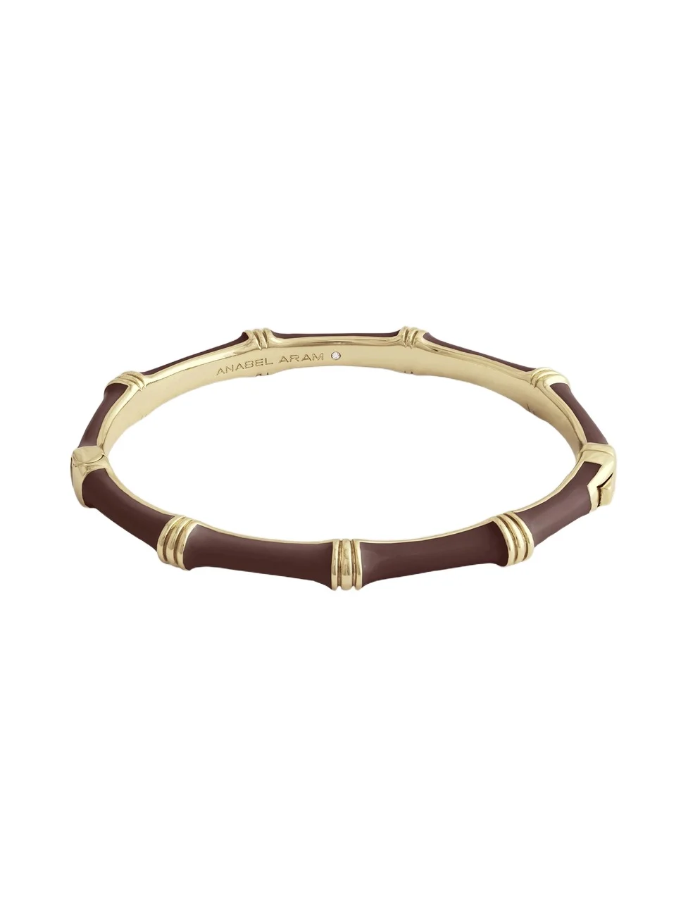Women's Bamboo 18K Gold-Plated Enameled Hinged Bangle