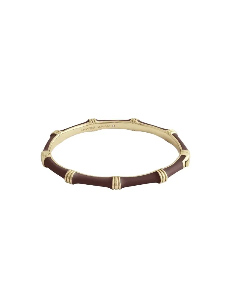 Anabel Aram Women's Bamboo 18K Gold-Plated Enameled Hinged Bangle