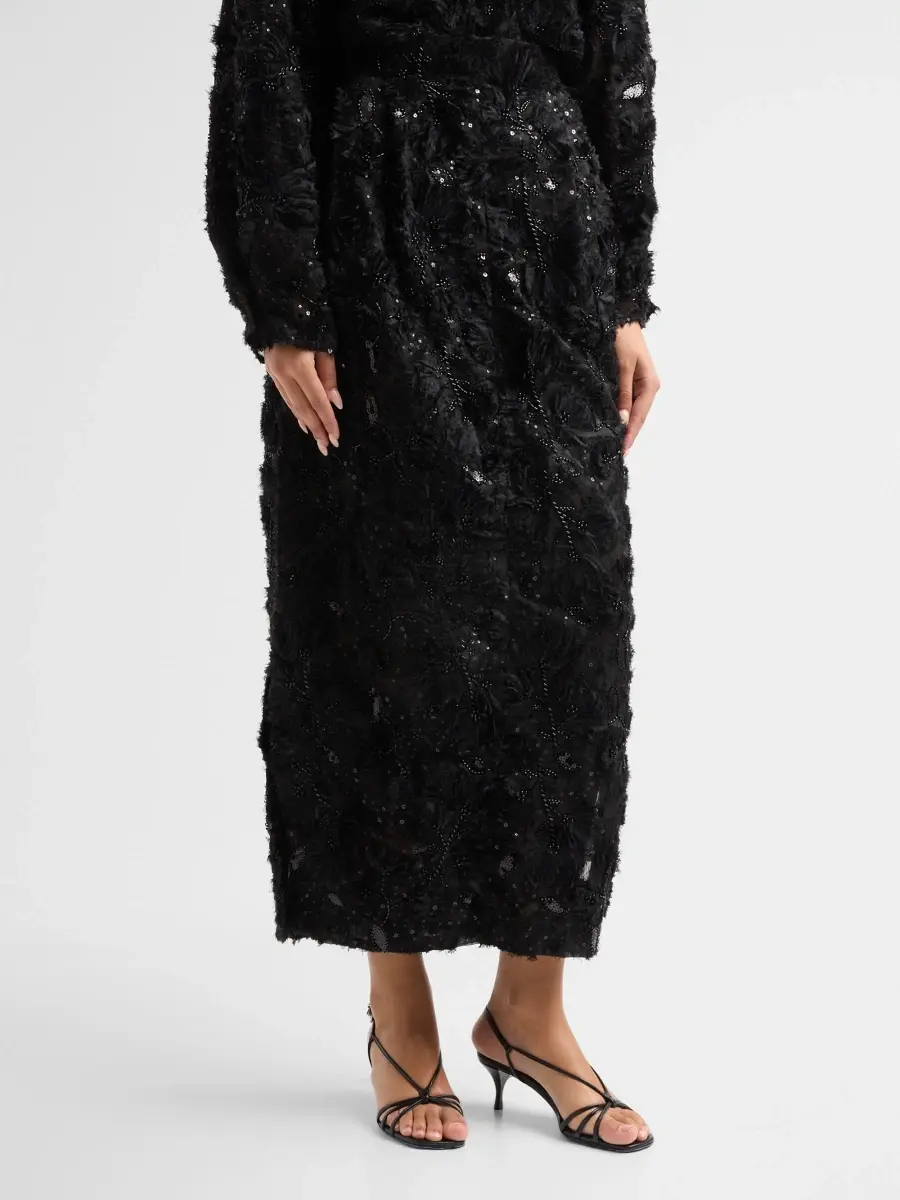 PRABAL GURUNG Women's Embellished Deconstructed Organza Maxi Skirt | Thumbnail 4
