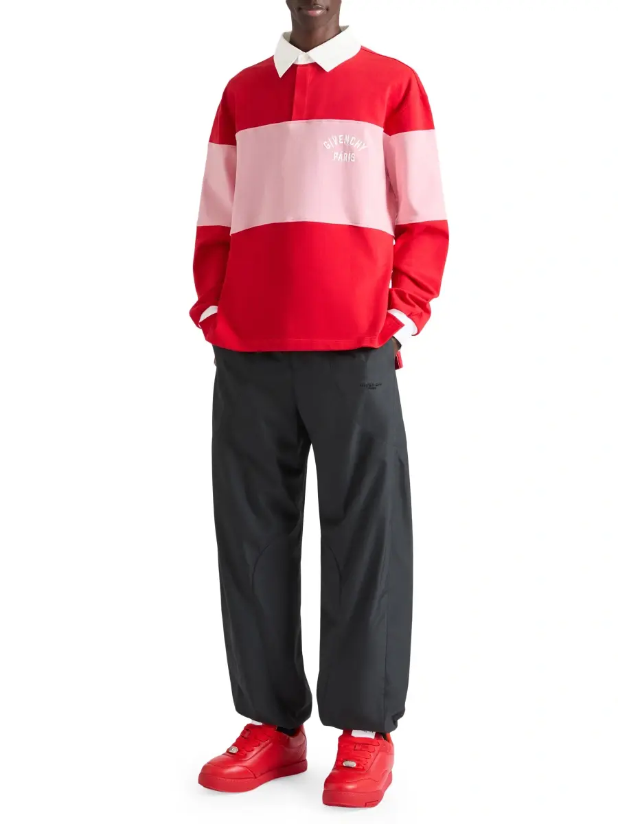 Givenchy Men's Bicolor Polo Shirt in Cotton with Logo Embroidery - Red Pink | Thumbnail 2
