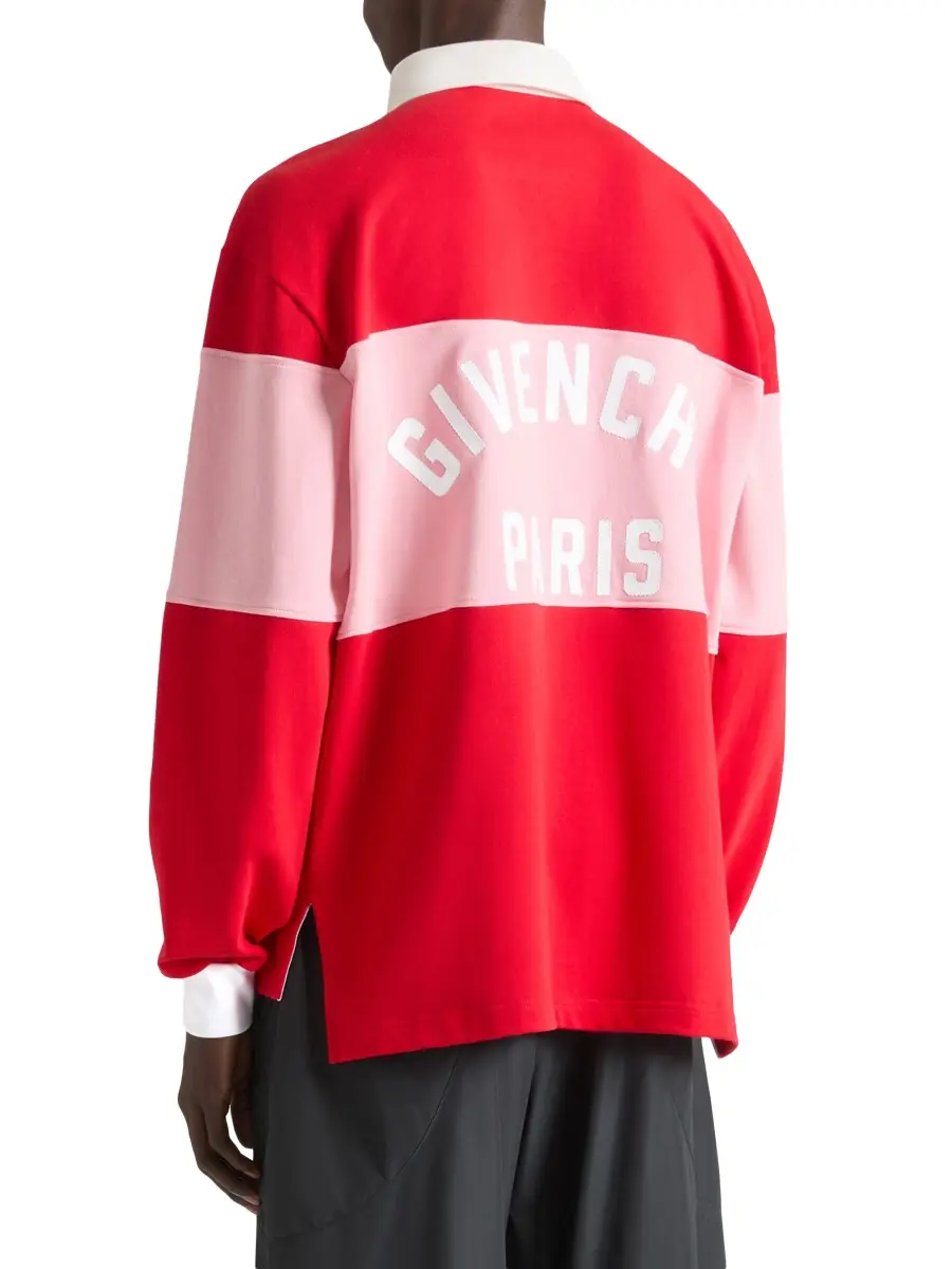 Givenchy Men's Bicolor Polo Shirt in Cotton with Logo Embroidery - Red Pink | Thumbnail 4