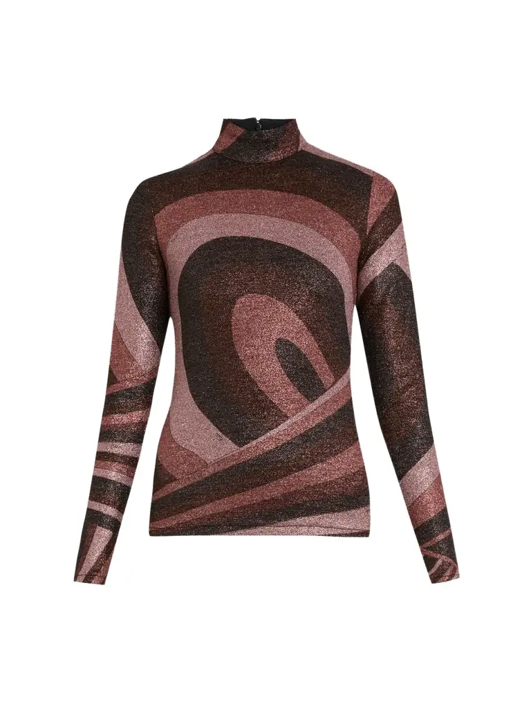 Women's Mock Turtleneck Printed Top