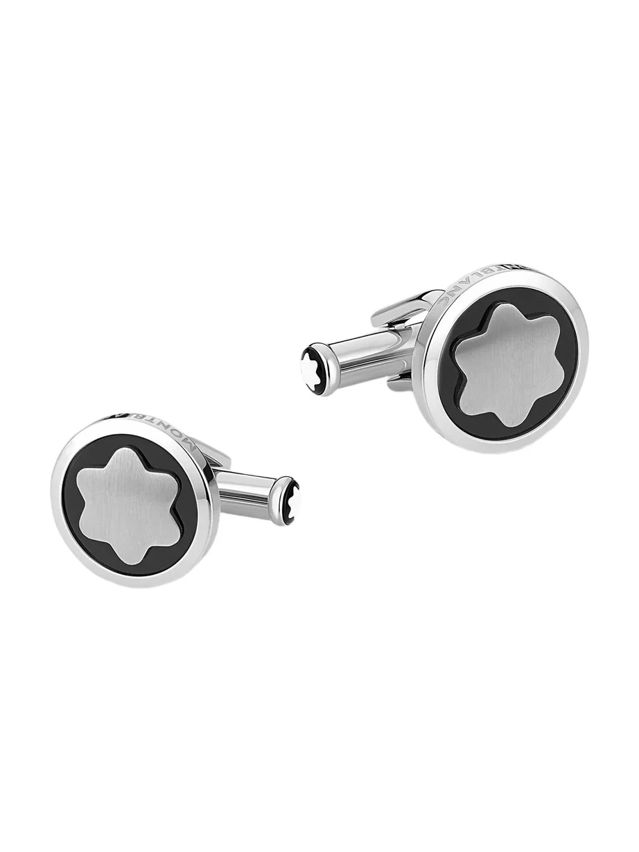 Men's Star Stainless Steel & Onyx Cufflinks