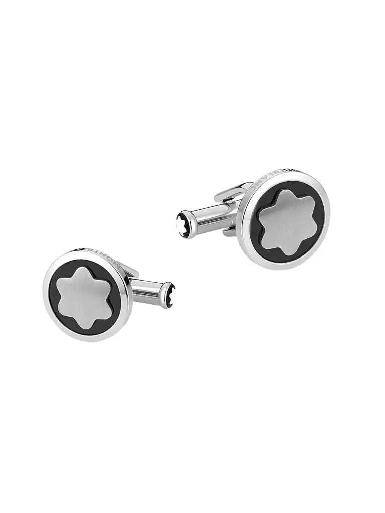 Men's Star Stainless Steel & Onyx Cufflinks Men's Star Stainless Steel & Onyx Cufflinks