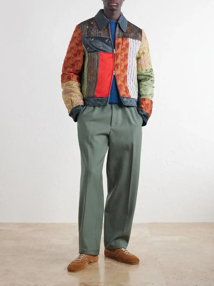 Dries Van Noten Embellished Patchwork Canvas and Jacquard Blouson Jacket - Men | Thumbnail 2 Dries Van Noten Embellished Patchwork Canvas and Jacquard Blouson Jacket - Men | Thumbnail 2
