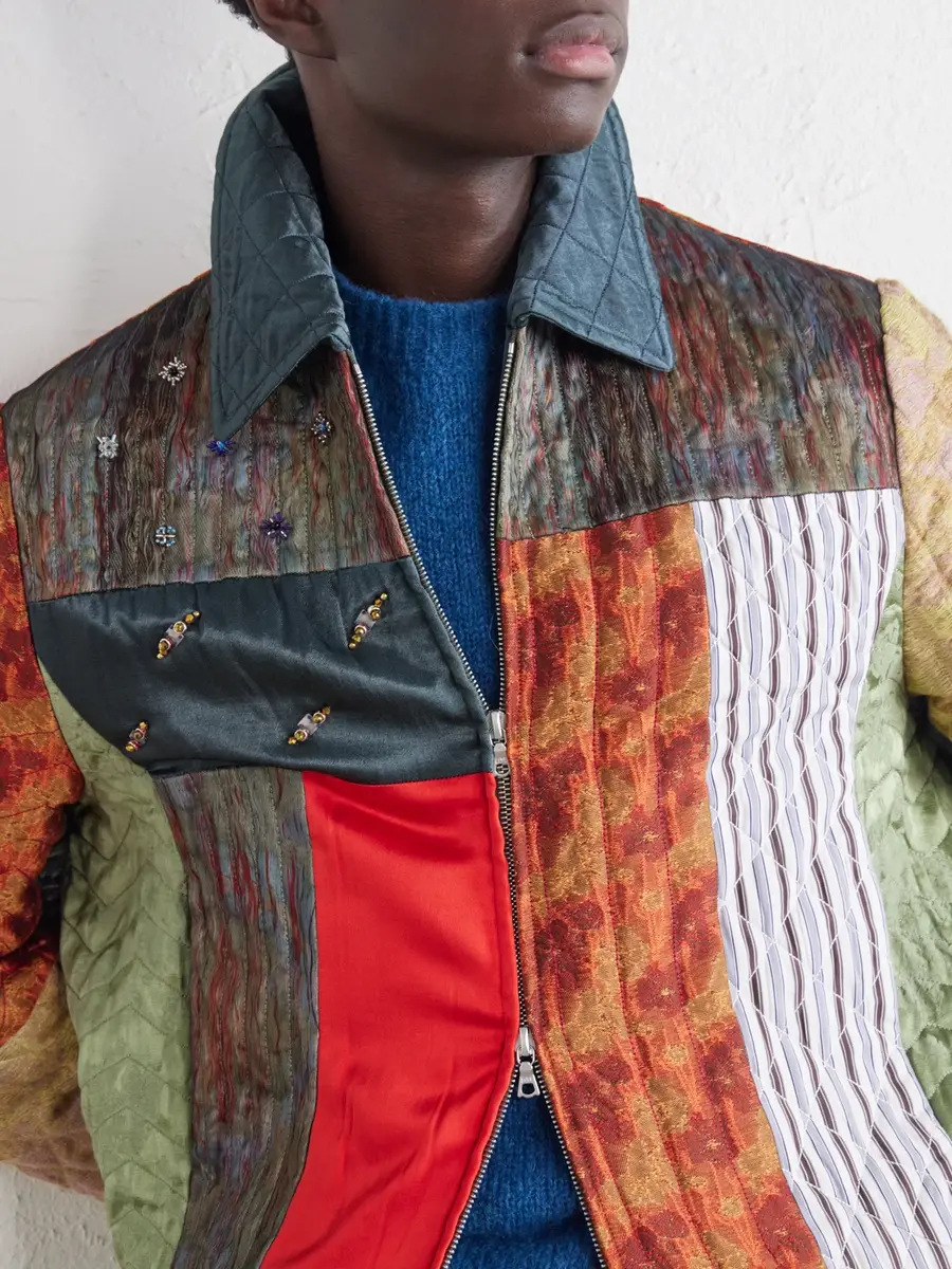 Dries Van Noten Embellished Patchwork Canvas and Jacquard Blouson Jacket - Men | Thumbnail 5 Dries Van Noten Embellished Patchwork Canvas and Jacquard Blouson Jacket - Men | Thumbnail 5