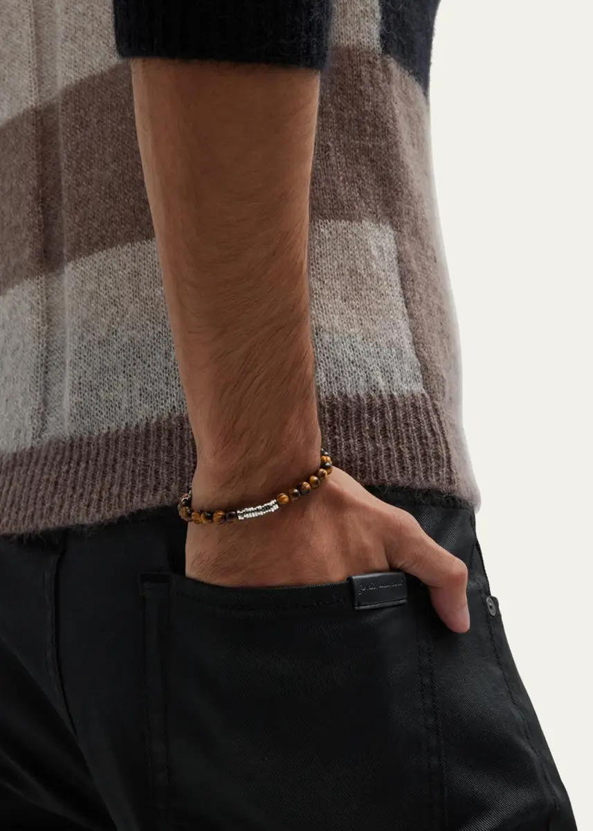 Tateossian Men's Tiger Eye Bead Bracelet | Thumbnail 5 Tateossian Men's Tiger Eye Bead Bracelet | Thumbnail 5