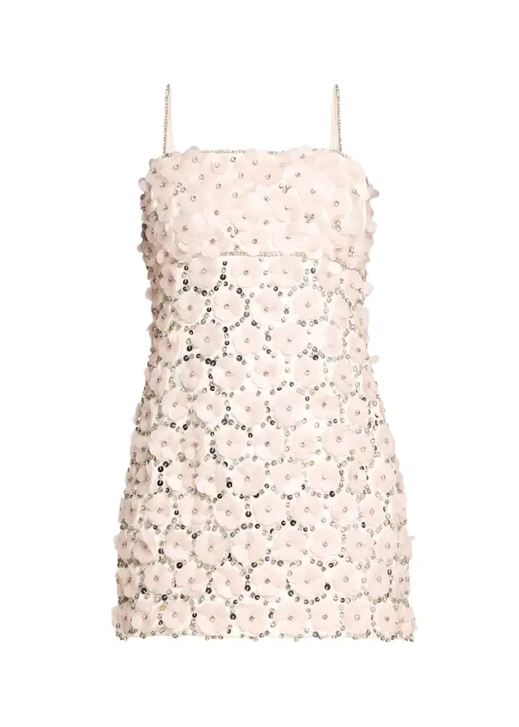 LoveShackFancy Katarina Floral Embellished Mini Dress
