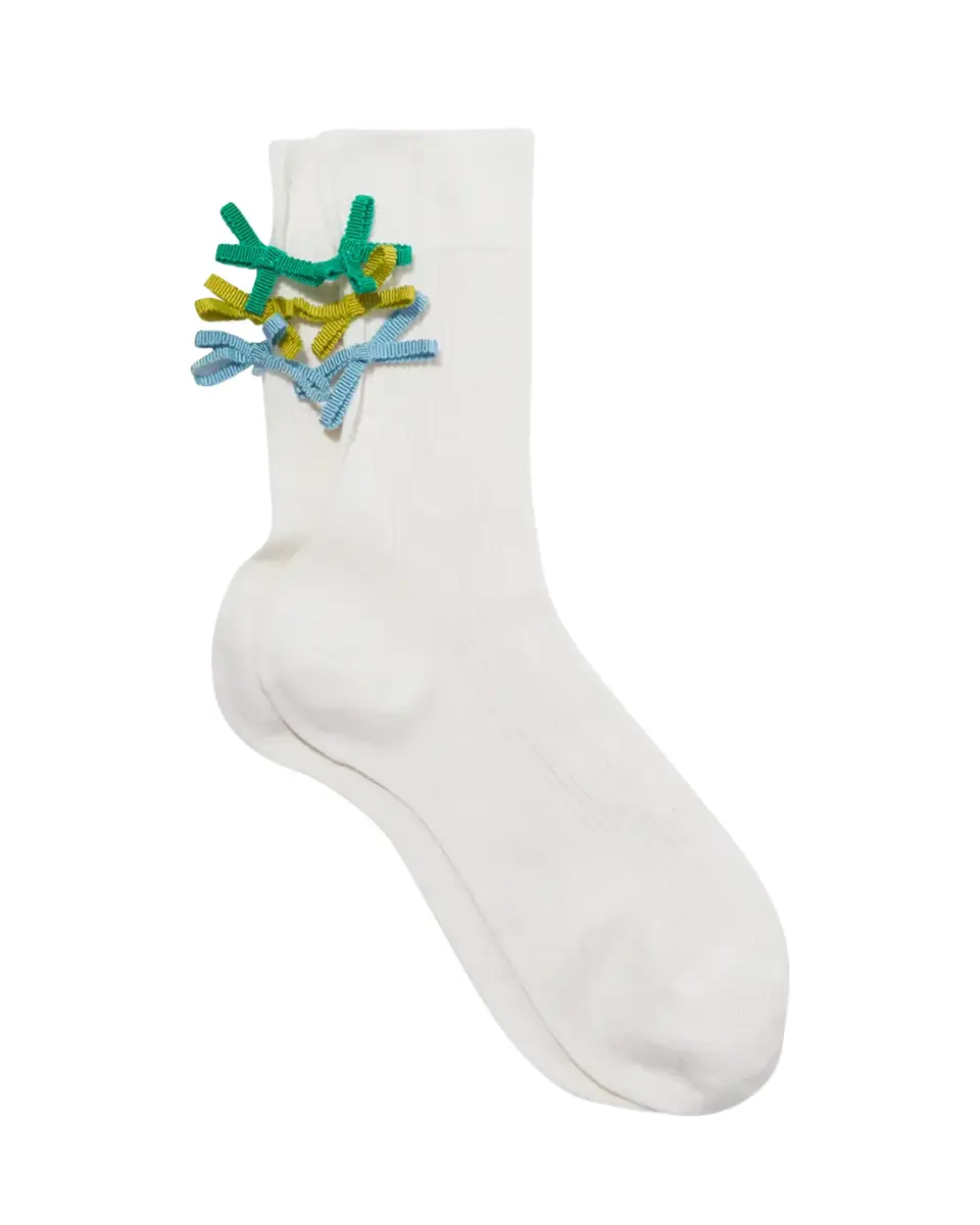 Maria La Rosa Isla Bow-Embellished Ribbed Crew Socks | Thumbnail 2 Maria La Rosa Isla Bow-Embellished Ribbed Crew Socks | Thumbnail 2