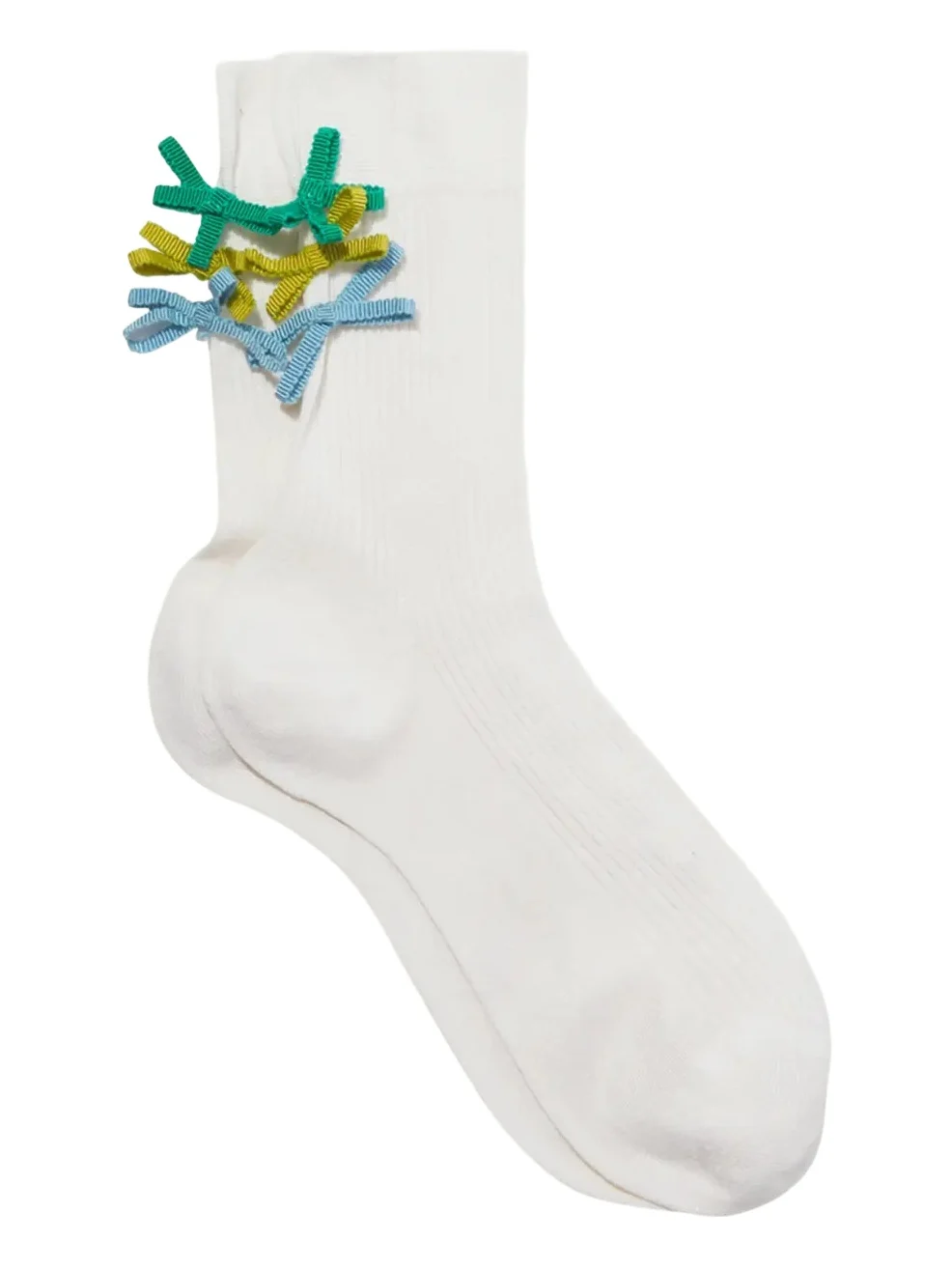 Maria La Rosa Isla Bow-Embellished Ribbed Crew Socks
