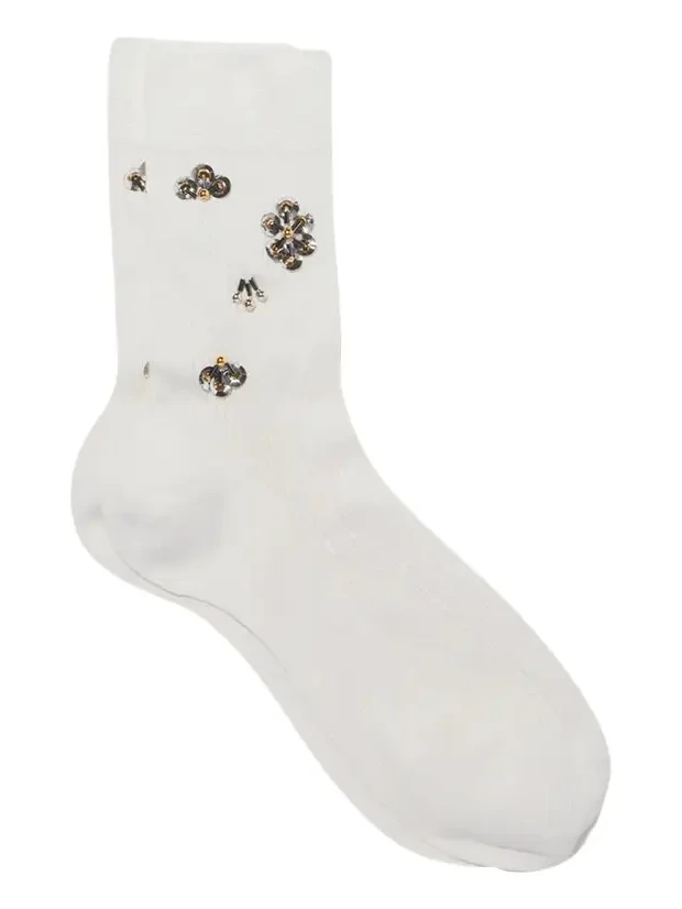 Maria La Rosa Agathe Beaded Crew Socks