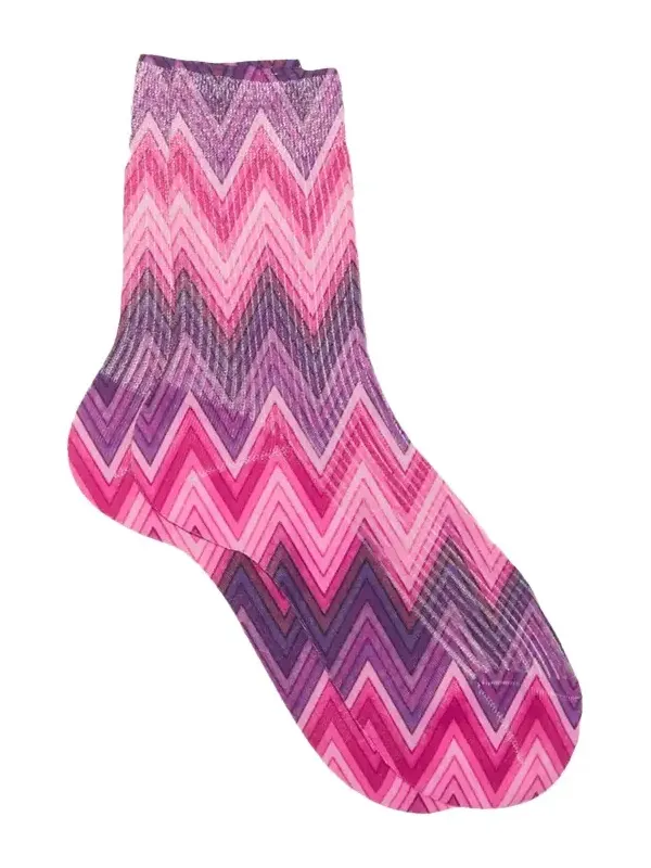 Maria La Rosa Optical Zigzag-Print Crew Socks