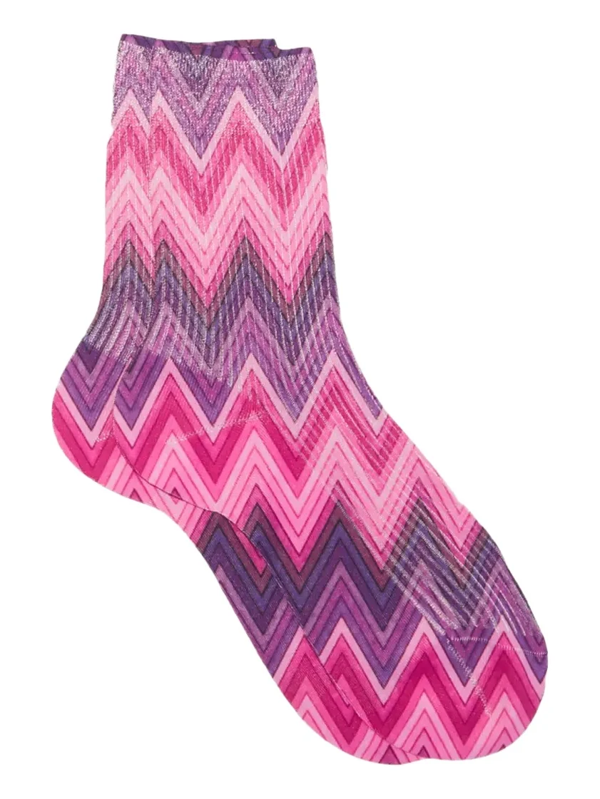 Maria La Rosa Optical Zigzag-Print Crew Socks