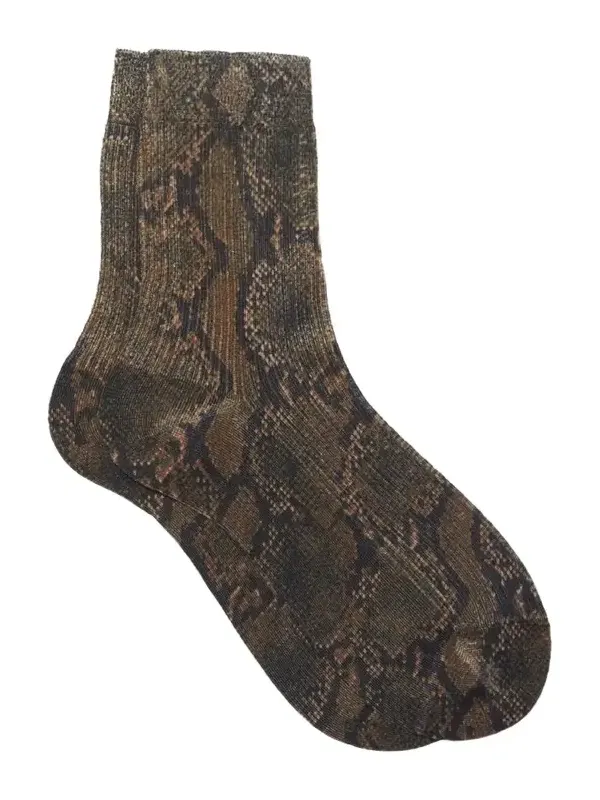 Maria La Rosa Wild Snakeskin-Print Crew Socks