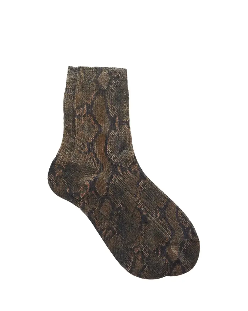 Maria La Rosa Wild Snakeskin-Print Crew Socks