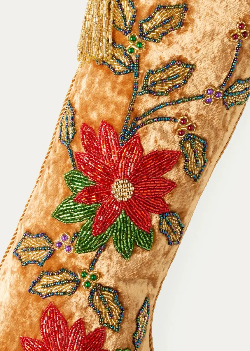 Sudha Pennathur Embroidered Velvet Holiday Stocking | Thumbnail 2