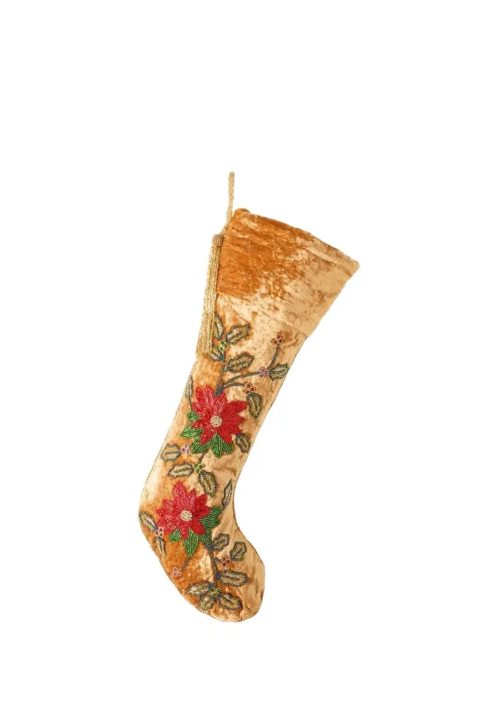 Sudha Pennathur Embroidered Velvet Holiday Stocking