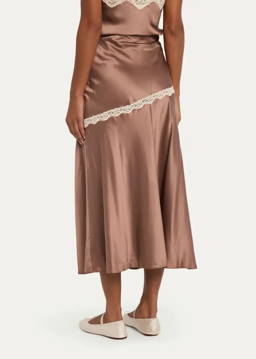 LoveShackFancy Emmabelle Lace-Trim Silk Midi Skirt | Thumbnail 3 LoveShackFancy Emmabelle Lace-Trim Silk Midi Skirt | Thumbnail 3