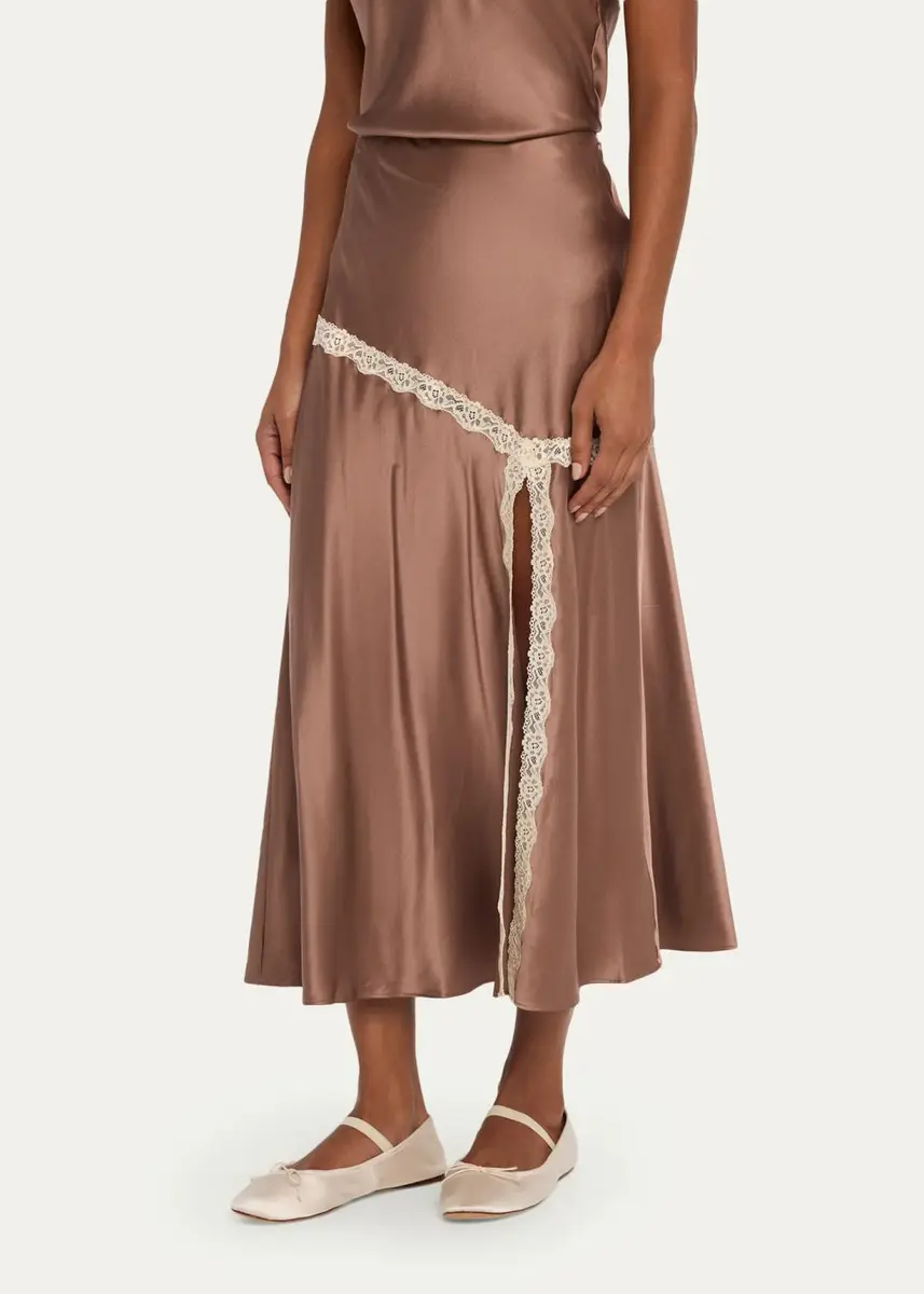 LoveShackFancy Emmabelle Lace-Trim Silk Midi Skirt | Thumbnail 4 LoveShackFancy Emmabelle Lace-Trim Silk Midi Skirt | Thumbnail 4