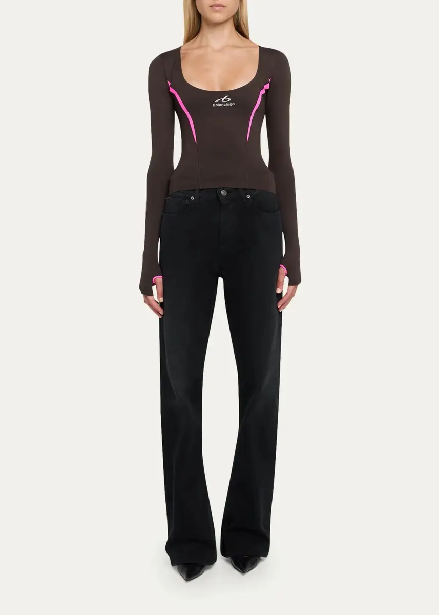 Balenciaga Scoop-Neck Cut Long-Sleeve Activewear Top | Thumbnail 2 Balenciaga Scoop-Neck Cut Long-Sleeve Activewear Top | Thumbnail 2