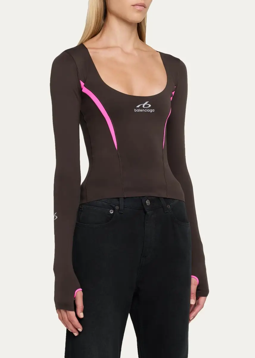 Balenciaga Scoop-Neck Cut Long-Sleeve Activewear Top | Thumbnail 4 Balenciaga Scoop-Neck Cut Long-Sleeve Activewear Top | Thumbnail 4