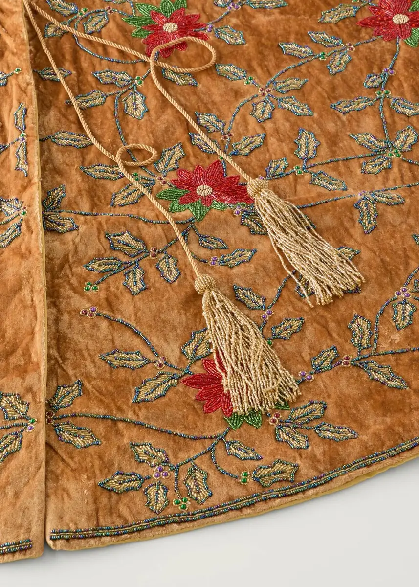 Sudha Pennathur Floral Beaded Velvet Tree Skirt | Thumbnail 2 Sudha Pennathur Floral Beaded Velvet Tree Skirt | Thumbnail 2
