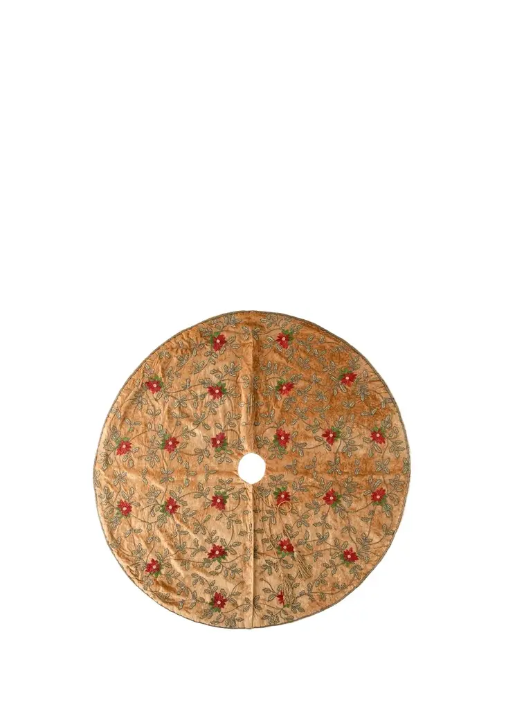Sudha Pennathur Floral Beaded Velvet Tree Skirt