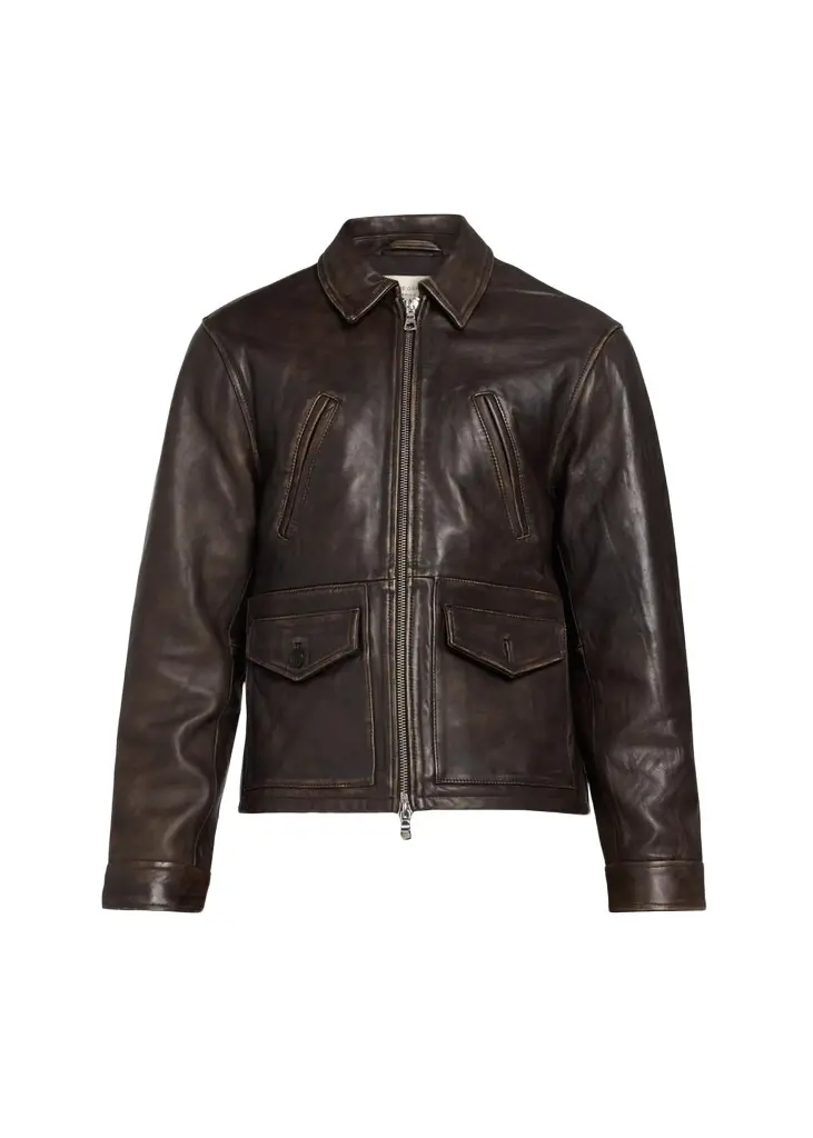 OFFICINE GÉNÉRALE Men's Vintage-Effect Leather Jacket