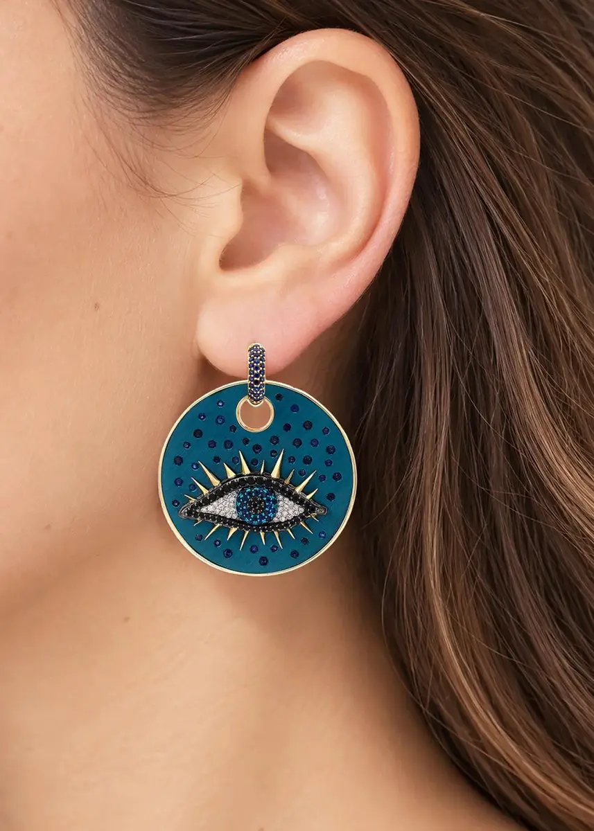 FARAONE MENNELLA by R.F.M.A.S. Talisman 18K Yellow Gold, Sterling Silver, Titanium & 0.46 TCW Lab-Grown Diamond Drop Earrings | Thumbnail 2 FARAONE MENNELLA by R.F.M.A.S. Talisman 18K Yellow Gold, Sterling Silver, Titanium & 0.46 TCW Lab-Grown Diamond Drop Earrings | Thumbnail 2