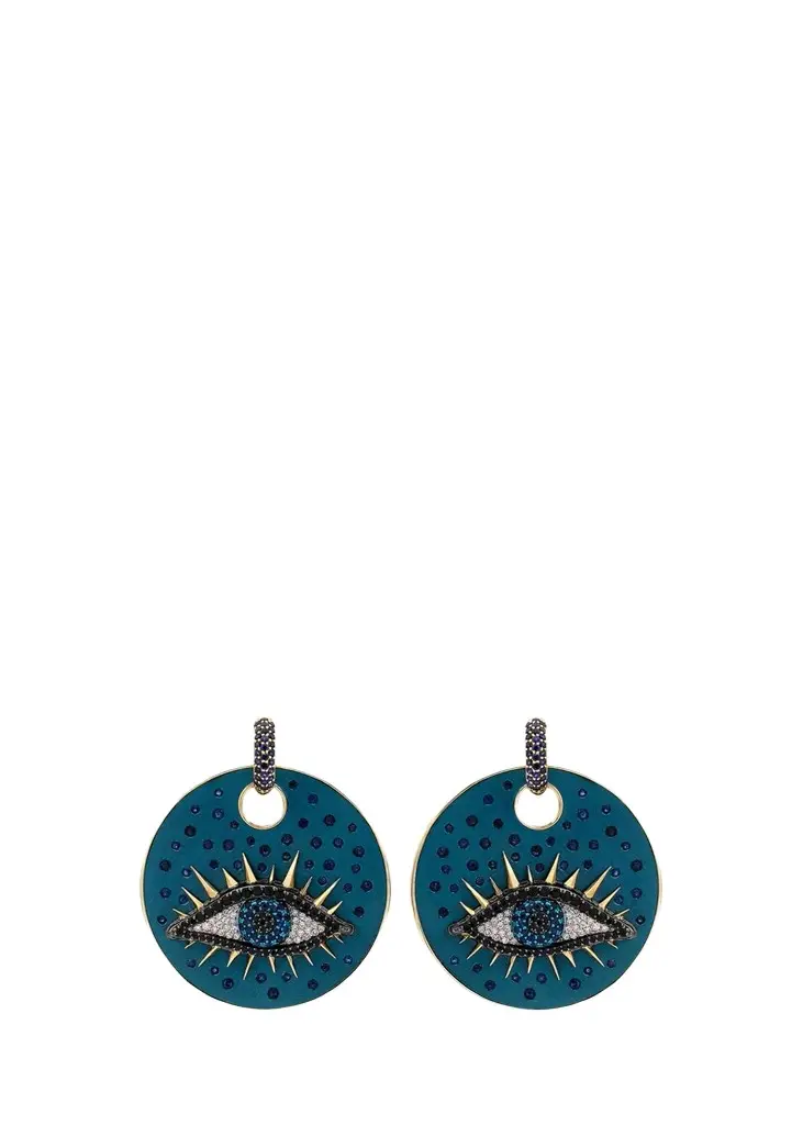 FARAONE MENNELLA by R.F.M.A.S. Talisman 18K Yellow Gold, Sterling Silver, Titanium & 0.46 TCW Lab-Grown Diamond Drop Earrings