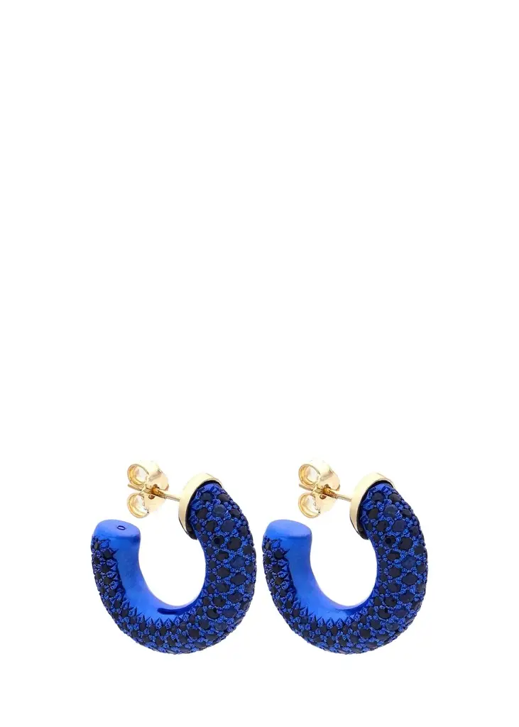 Barbarella 18K Yellow Gold & Sterling Silver Hoop Earrings Barbarella 18K Yellow Gold & Sterling Silver Hoop Earrings