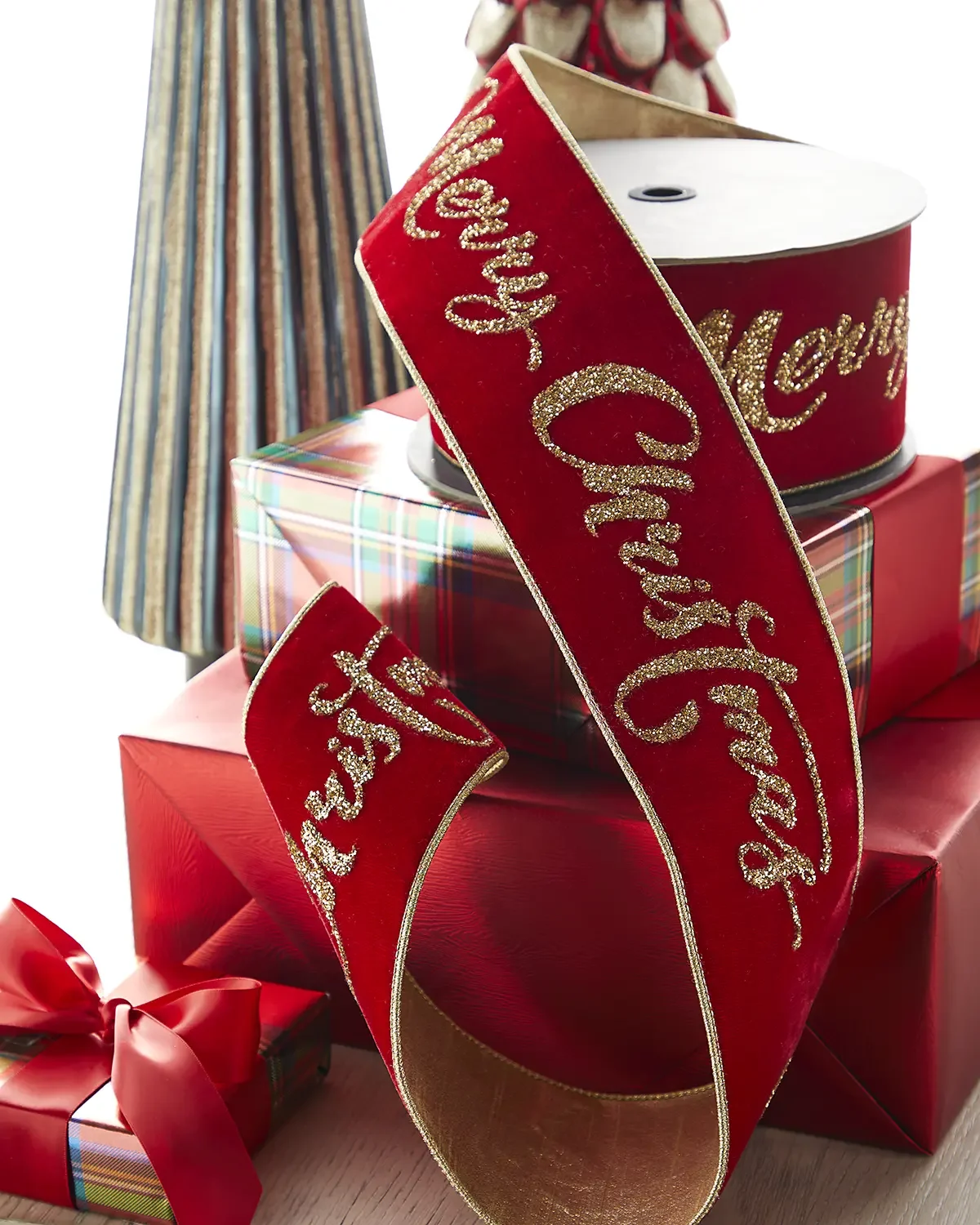 D. Stevens Merry Christmas Ribbon, 4"W x 10 Yards