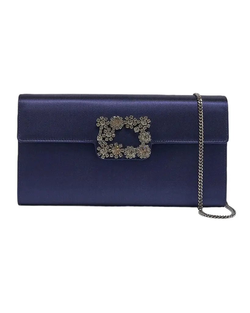 Roger Vivier Efflorescence Satin Clutch Bag