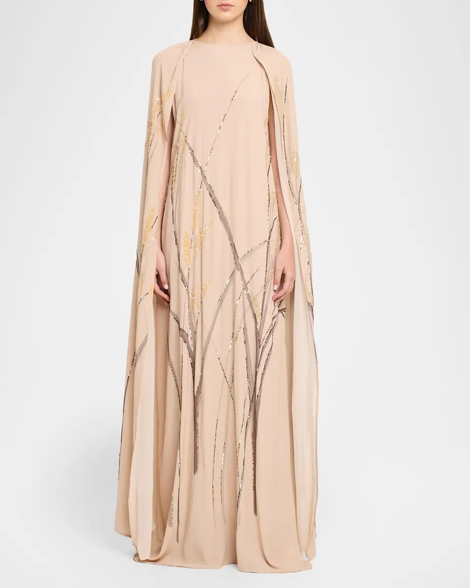 BERNADETTE Minnie Embellished Maxi Cape Dress | Thumbnail 2 BERNADETTE Minnie Embellished Maxi Cape Dress | Thumbnail 2