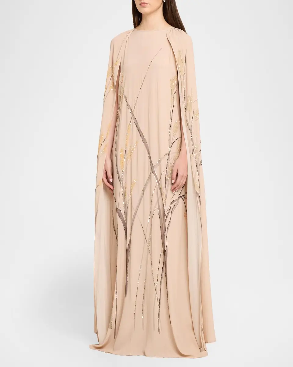BERNADETTE Minnie Embellished Maxi Cape Dress | Thumbnail 4 BERNADETTE Minnie Embellished Maxi Cape Dress | Thumbnail 4