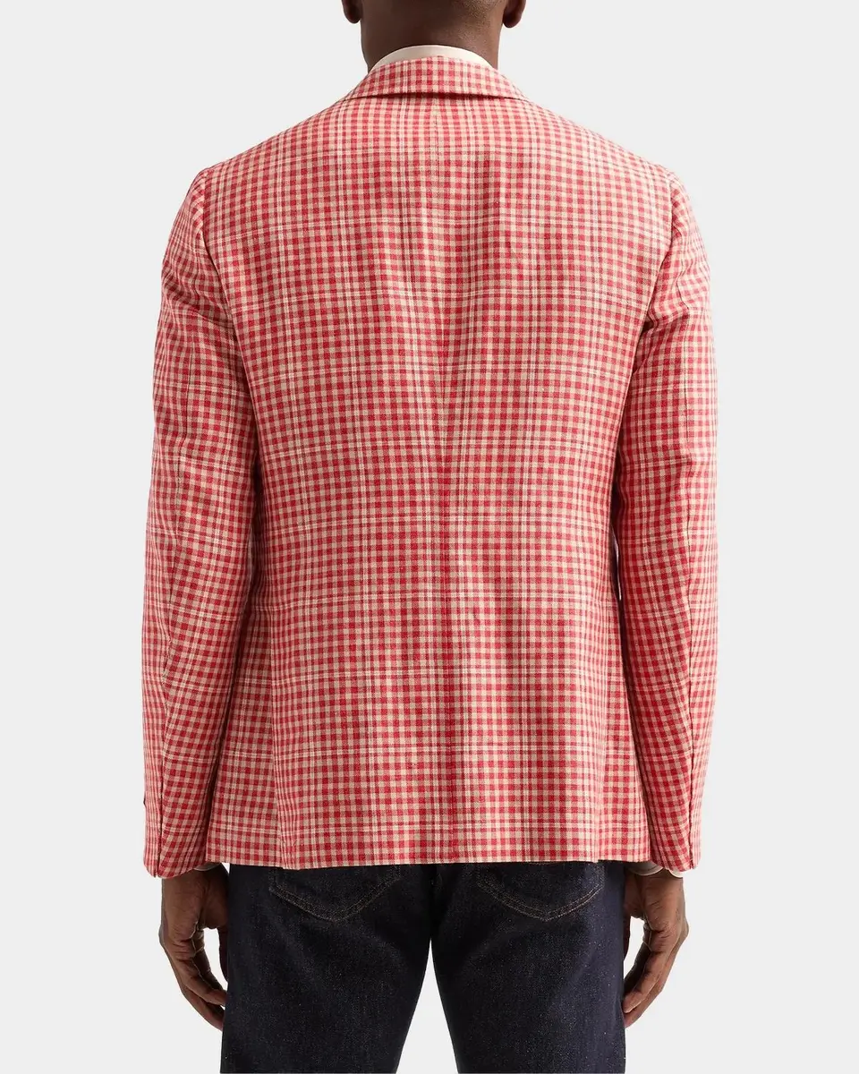 Isaia Men's Gingham Linen-Blend Blazer | Thumbnail 3 Isaia Men's Gingham Linen-Blend Blazer | Thumbnail 3