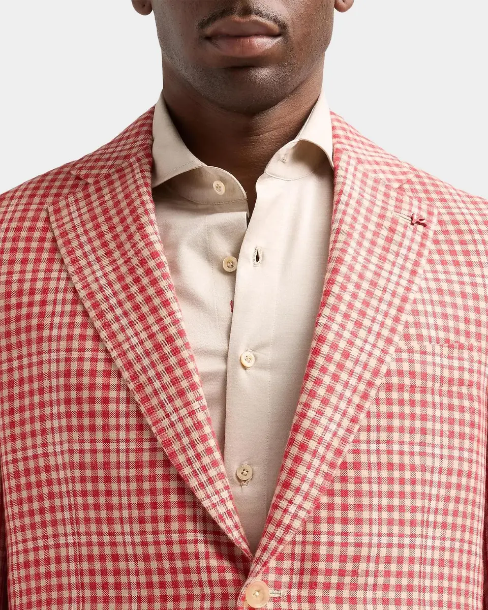 Isaia Men's Gingham Linen-Blend Blazer | Thumbnail 5 Isaia Men's Gingham Linen-Blend Blazer | Thumbnail 5